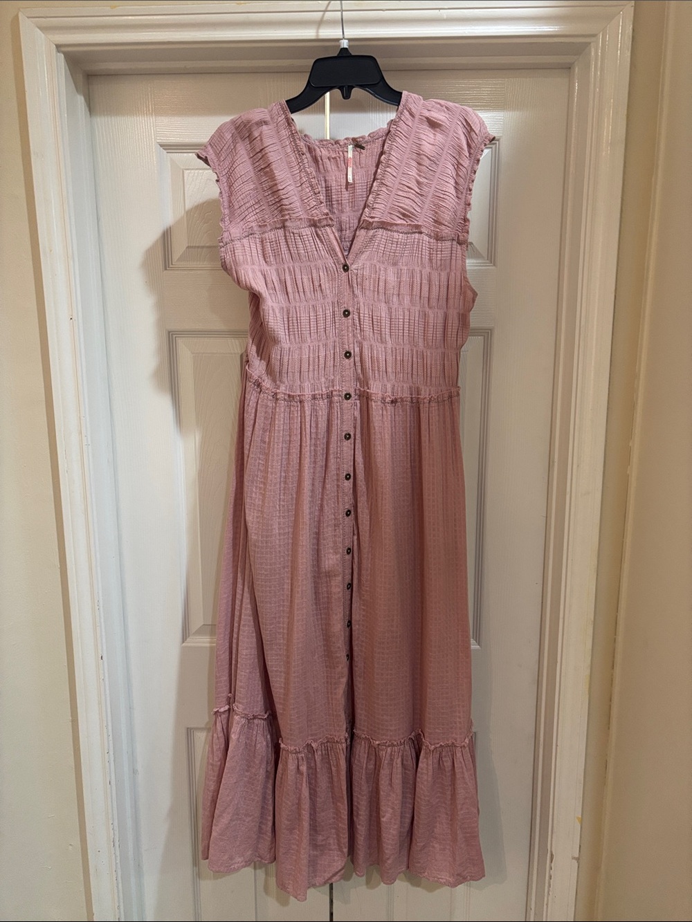 Free People Women’s Pink Button-Front Maxi Dress